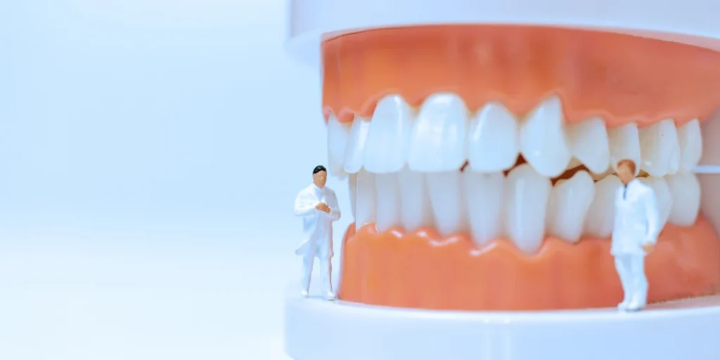 Dental floss used between teeth